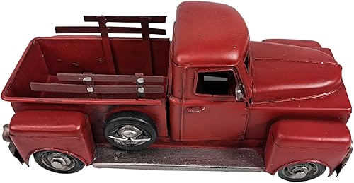 Miniatura 7 de YCHTEWY -Hierro clásico rojo camión pick-up modelo coleccionable decoración de vehículo coleccionable, decoración de Navidad de camión de metal,