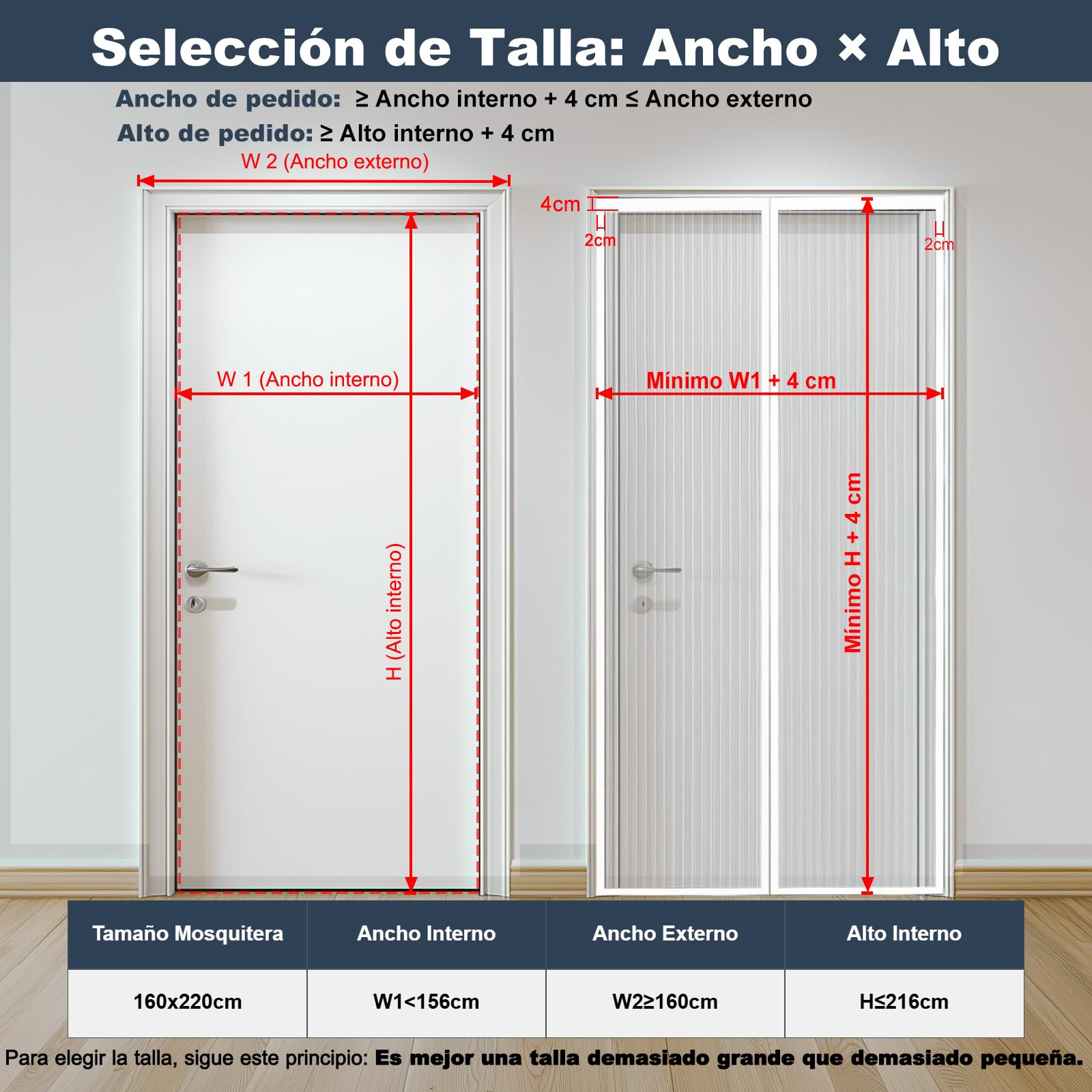Versión Actualizada Mosquitera Puerta Magnética 160x220 cm, Varios Tallas, Blanco Cortina Mosquitera Puerta Exterior, Se Cierra Automáticamente, Fácil Instalación sin Taladrar — view 4