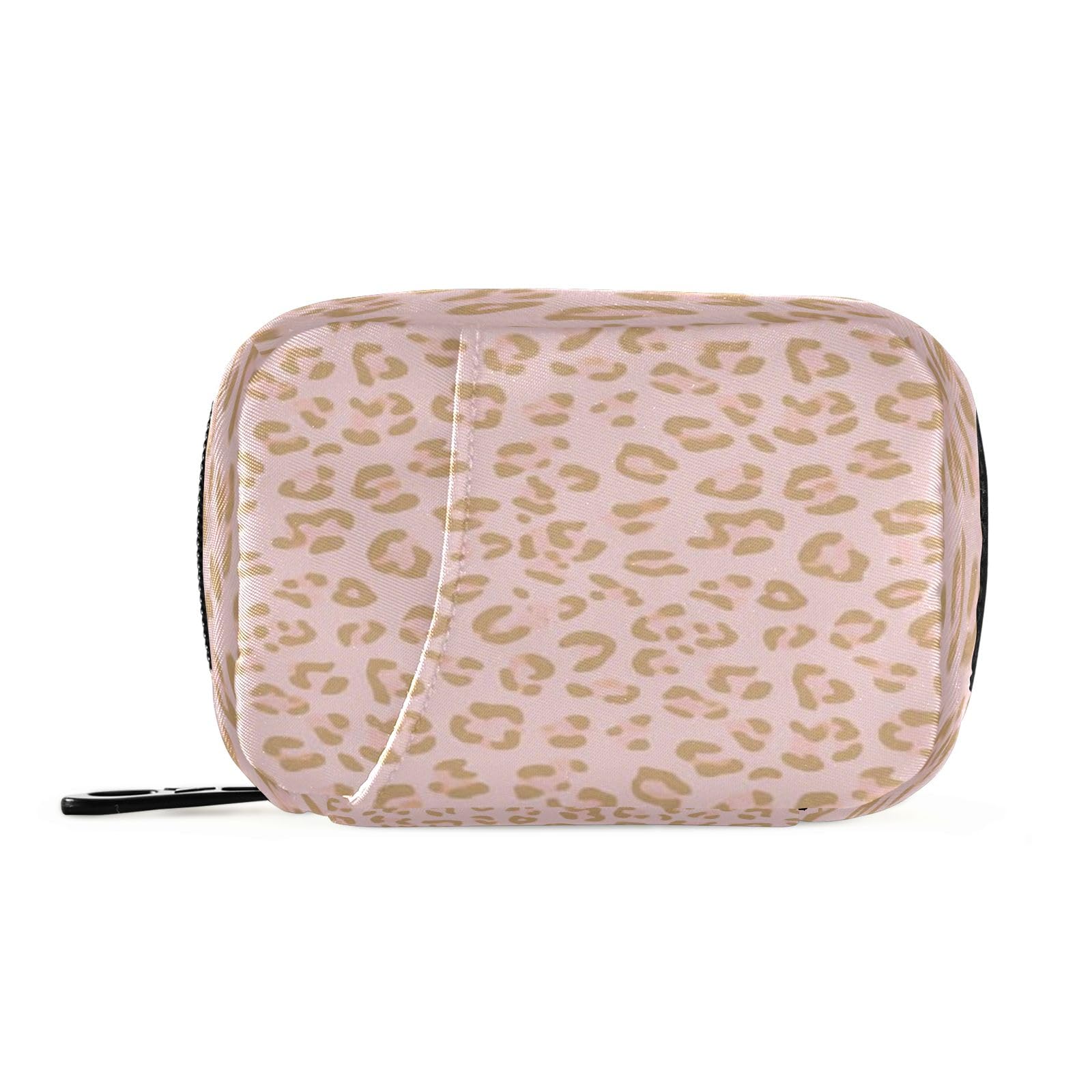 xigua Golden Leopard Print Pill Box 7 Day Travel Pill Cases Bag,Weekly Portable Pill Organizer Bag with Zipper for Vitamin Supplement Fish Oil373