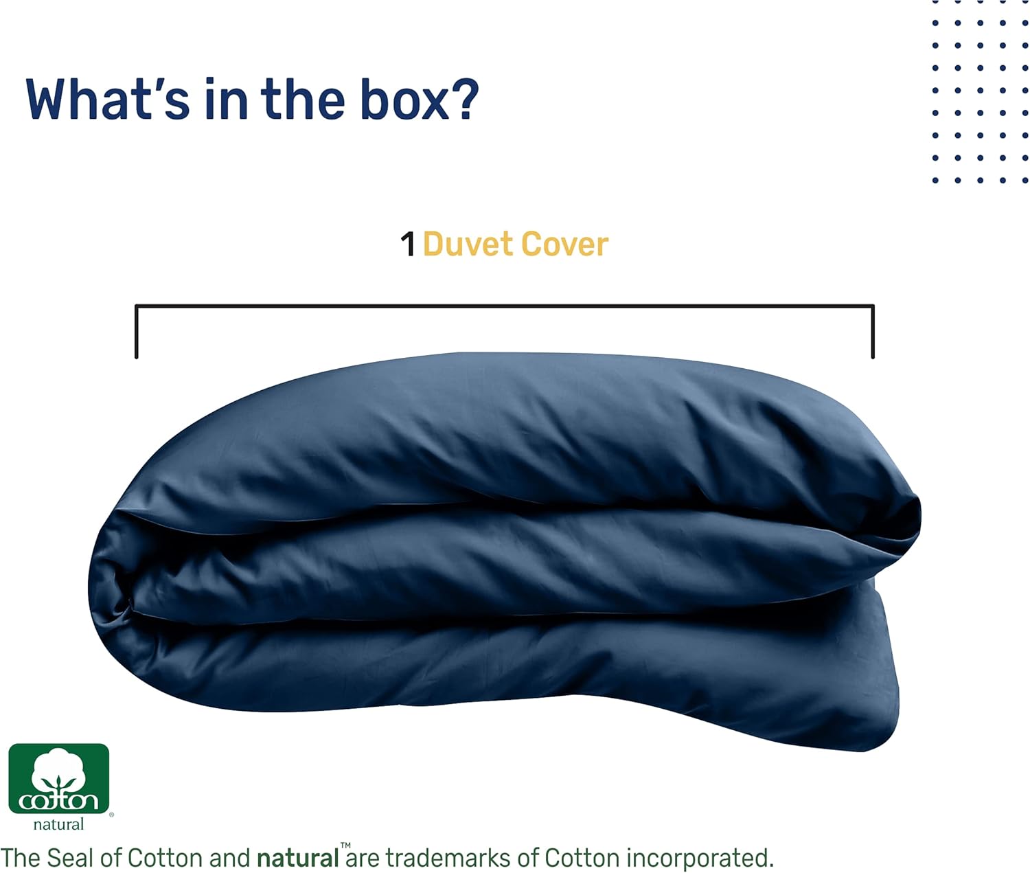 California Design Den 100% Natural Cotton Duvet Cover - Premium 400 Thread Count, Hotel Quality Comforter Cover, Silky Sateen Weave, Button Closure and Corner Ties (1 Piece, Indigo Navy Blue, King) : Home & Kitchen