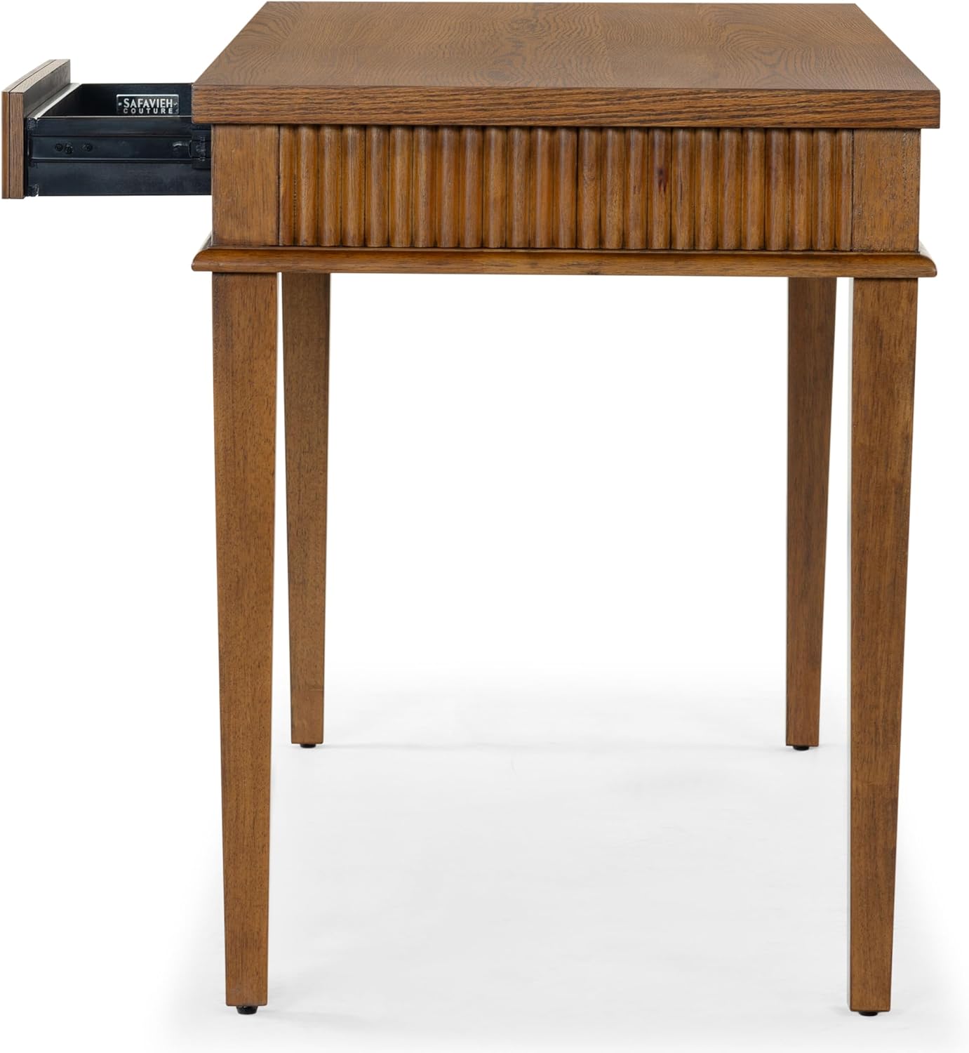SAFAVIEH Couture Collection Shelbie Medium Oak Brown & Black 1-Drawer Reeded Computer Table Office Writing Desk