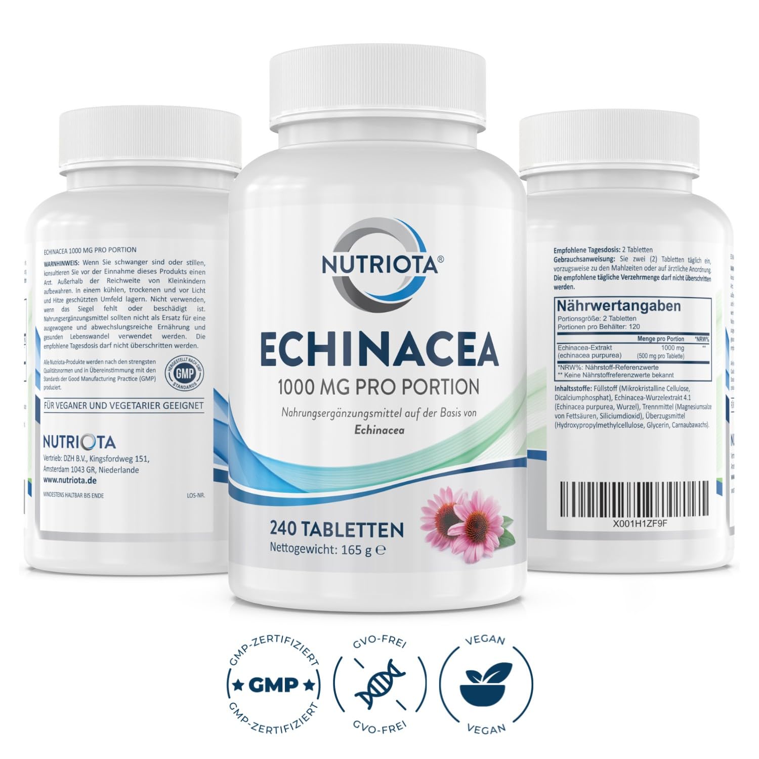 Natürliche Echinacea 500 mg | 240 hochkonzentrierte vegane Tabletten | Zur Bekämpfung von Erkältung und Grippe| Stärkt das Immunsystem | Von Aceso