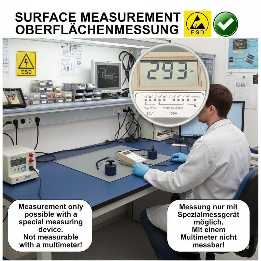 ESD Antistatik Matte 90 x 60 cm BLAU ohne Anschluss | Tischmatte Arbeitsmatte für Elektronik Reparatur Labor Werkbank Serviceplatz