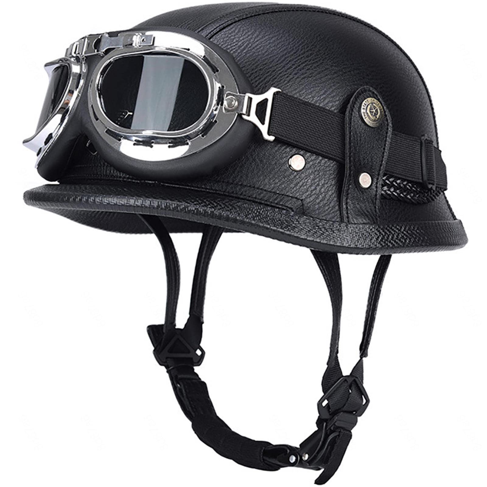 EBAYIN Casque Bol Vintage Moto Jet Casque Open Face Casque Moto RéTro Harley Casque Dot ECE Certifié Cruiser Chopper Scooter Pilote Casque Jet,H-XXXL(65~66cm)