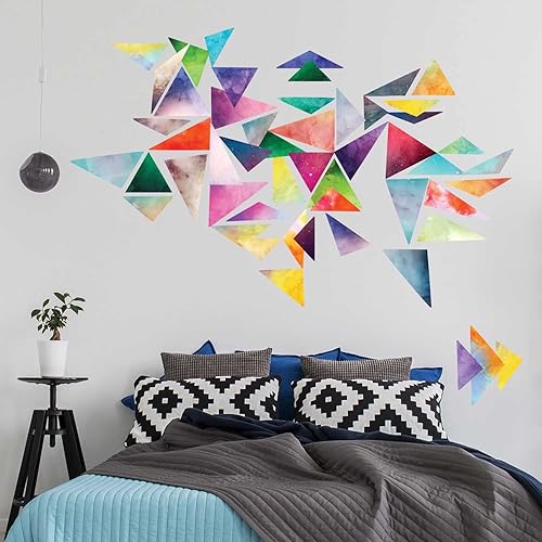 Miniatura 2 de Kit de calcomanías de pared triangulares de acuarela, crea tu propio mural de pared geométrico por Chromantics
