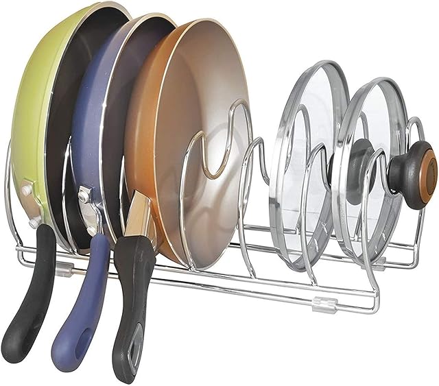 InterDesign 48680 Classico Kitchen Cabinet Storage Organizer For Skillets, Pans, 30cm, Chrome