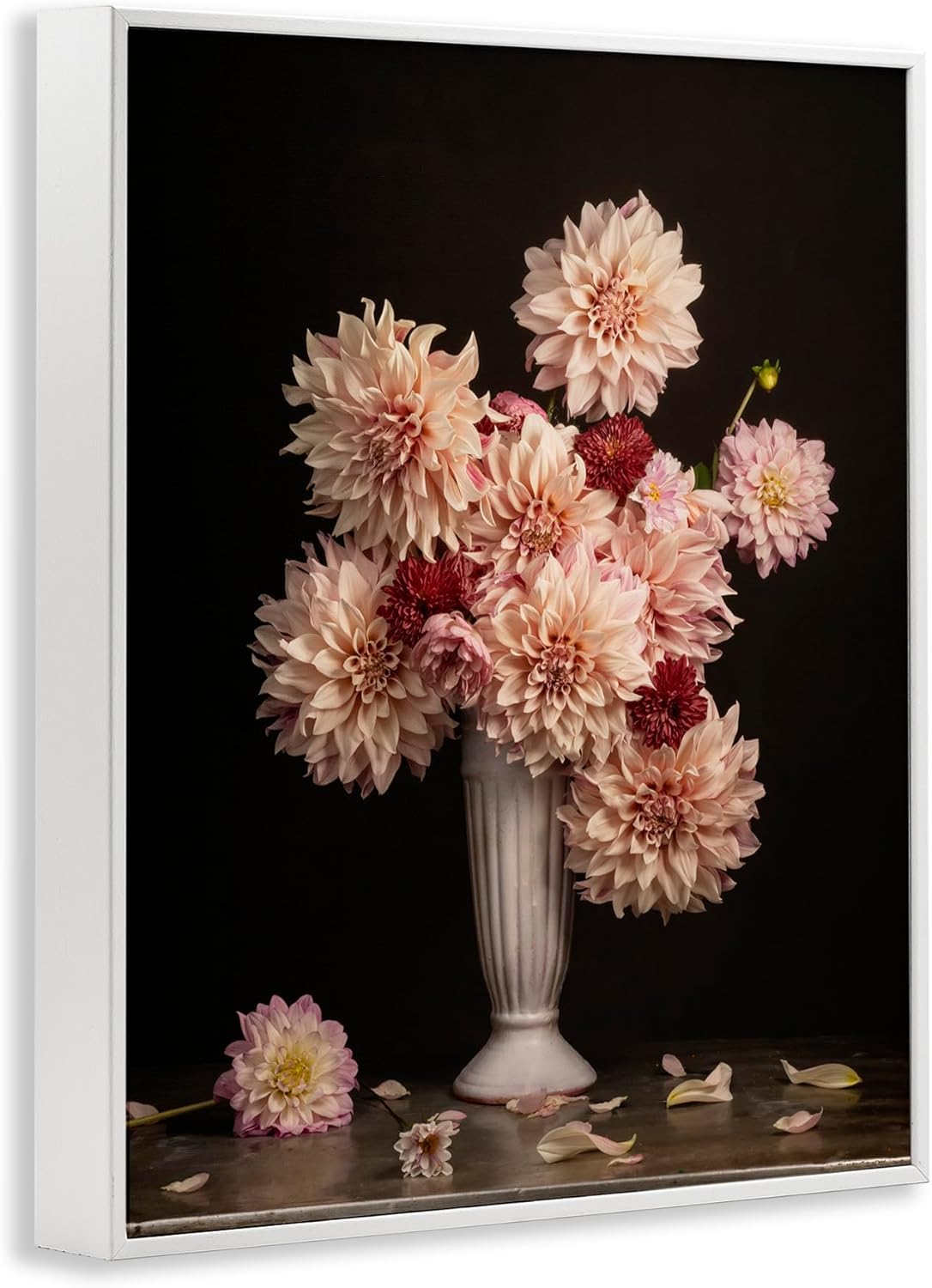 Stupell Industries Dahlia Magic Bouquet Framed Giclee Wall Art Design by Leah McLean, White Framed, 16 x 20