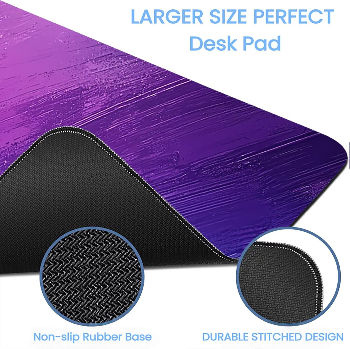 Lpfieonn Rosa Großes Schreibtischunterlage, XXL Schreibtischunterlagen, Lila XXL Wasserdicht Gaming Mousepad mit Vernähter Rand und Rutschfeste Gummibasis, für Laptop/Hause/Büro 120x60cm PF-2297