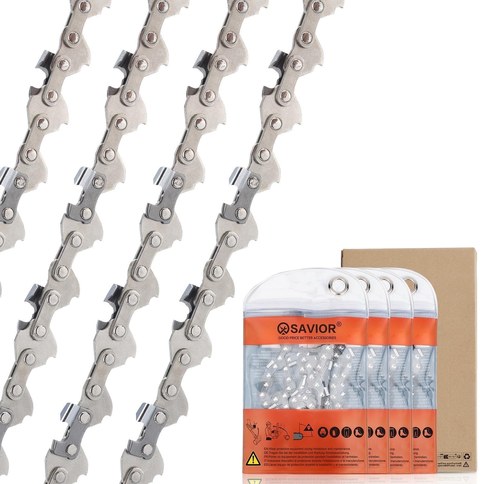 Savior 4×Cadenas de Motosierra .300"LP para Espadas de 12cm 28 Eslabones, 1,1mm compatible con WA0142 WORX WG324E WG324E.9 WG325E Einhell GE-PS 18/15 Li BL, Parkside PAGHS 20-Li B2 y muchas más
