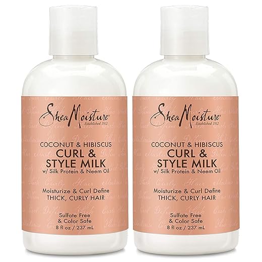 Shea Moisture Coconut & Hibiscus Curl & Style Milk, 8 Fl Oz (Pack of 2)