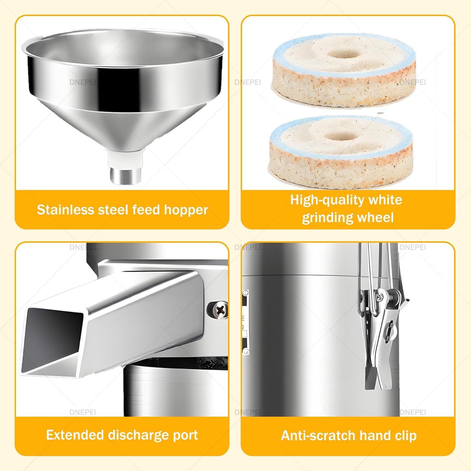 All-in-One Commercial Nut Butter Maker - 1100W Electric Grain & Spice Grinder Machine for Peanut, Almond, Cashew, Sesame, Rice. 33 lbs/Hour, Stainless Steel Construction, Easy to Use.