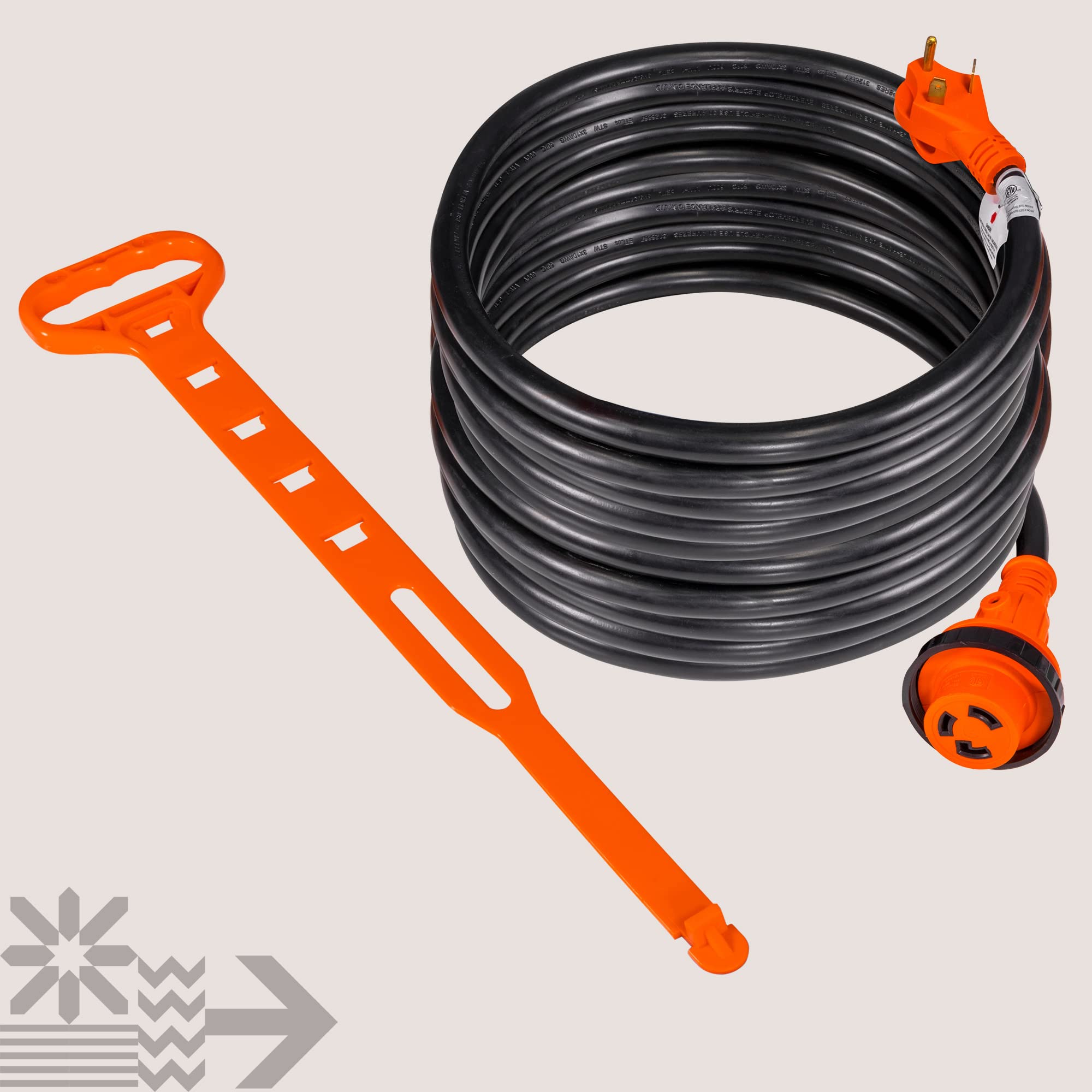 True Mods - Cable de extensión de alimentación para generador RV de 125 V 30 A [NEMA TT-30P L5-30R] [Bloqueo giratorio atornillado] [Cables de cobre de calibre 10 de 3 puntas] [Indicador LED] [ETL]