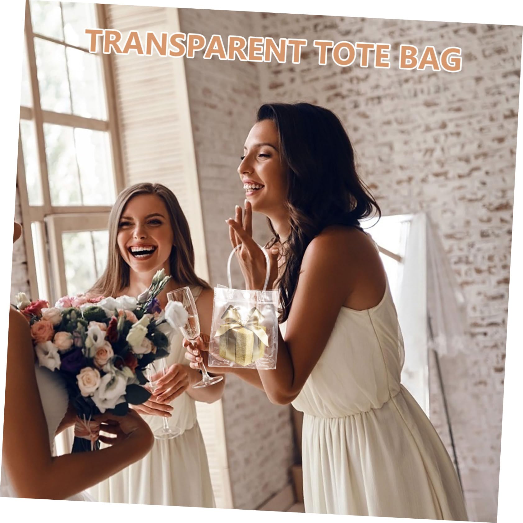 Anneome Sacchetti Regalo Trasparenti in Pvc con Manico 40 Pezzi, Chiusura a Scatto, Misura 13x7x15 Cm, per Bomboniere Matrimonio e Feste, Borsa da Chiesa Riutilizzabile per Dolci