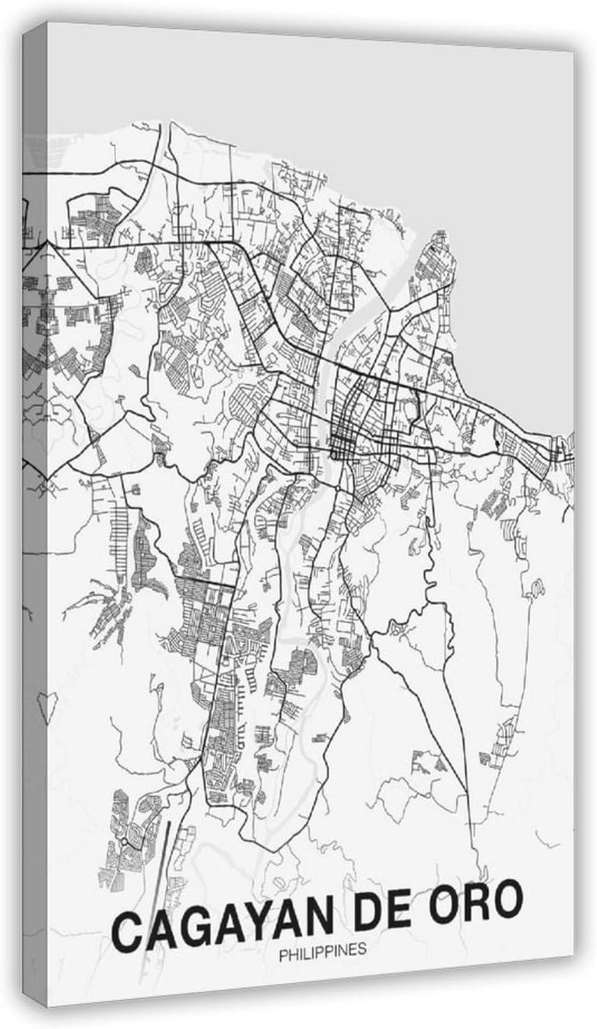Cagayan De Oro Philippines Map Poster Black And White Hometown City Poster Bedroom Decor Sports Landscape Office Room Decor GiftFrame 20x30inch