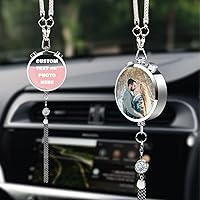 Vista 10 de Adornos colgantes de cristal para automóvil con fotos personalizadas, accesorios colgantes de espejo retrovisor para automóvil, adorno