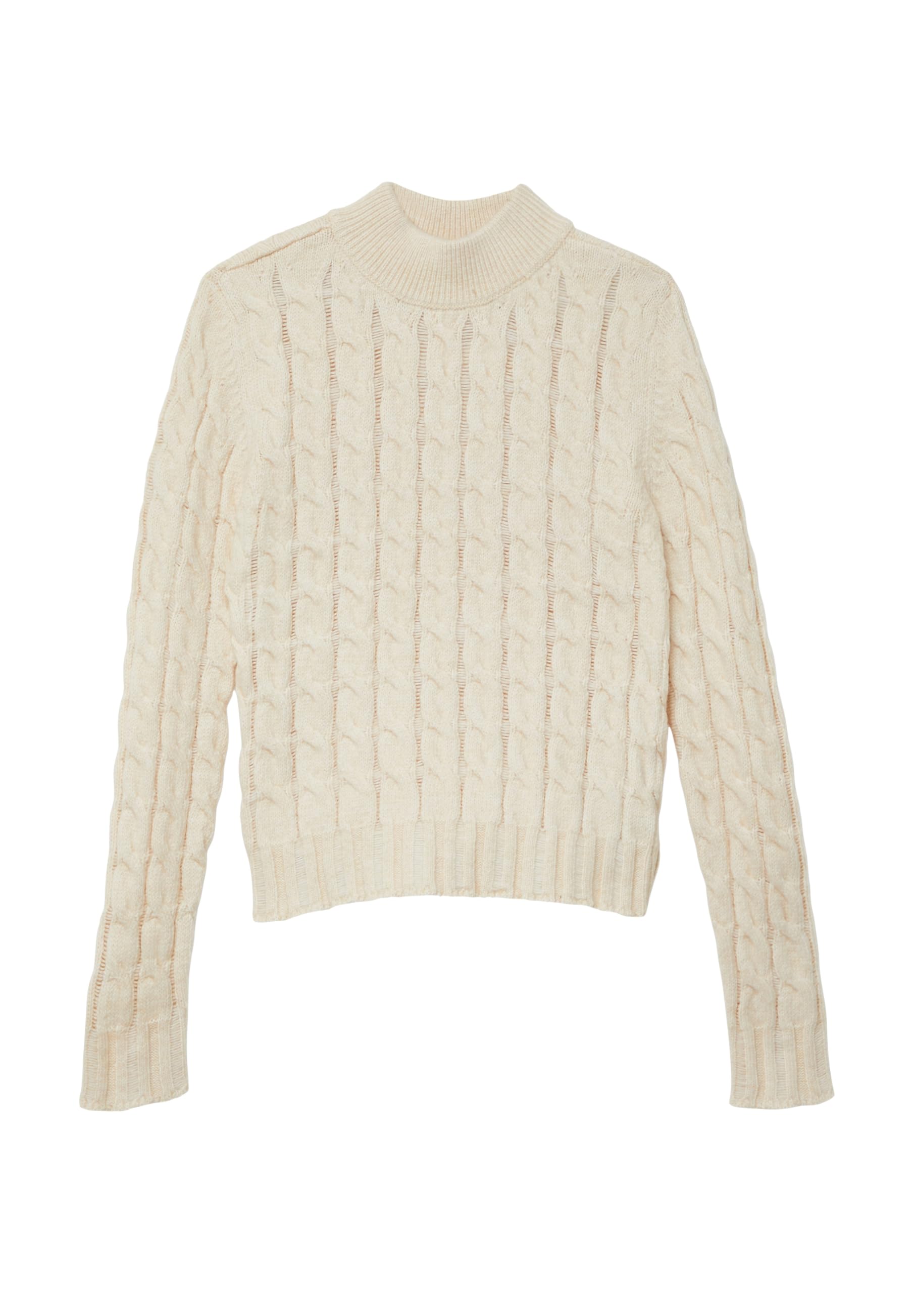 s.Oliver Schmaler Strickpullover mit Zopfmuster und Stehkragen