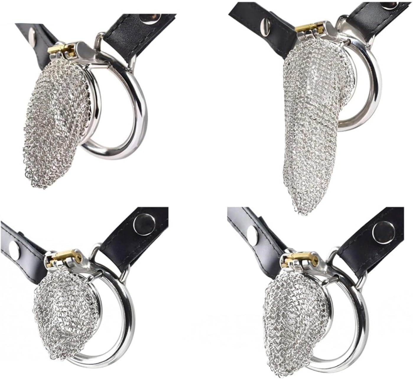 Silver Color Barbed Wire Mens Penis Cages Steel with 1 Camber Ring and Belt, Wearable Men Chastities Devices with Invisible Lock with Keys Adult Sex Toy for Men - L cage with 4.5cm Ring
