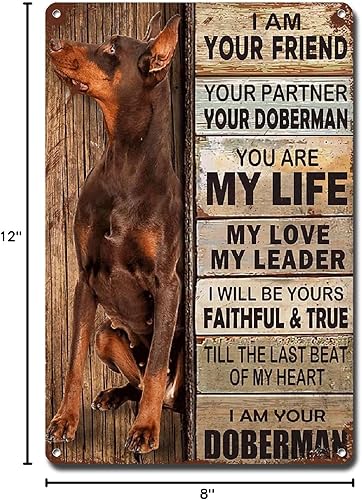 Miniatura 8 de Lygond Letrero de metal con texto en inglés "I Am Your Friend", regalo para amantes de Doberman, amantes de los perros, impresiones artísticas de