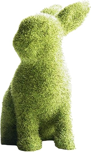 Miniatura 8 de Decoraciones decorativas para regalos de conejo de Pascua, escultura flocada verde musgo, patio de jardín, reunión familiar, decoraciones de