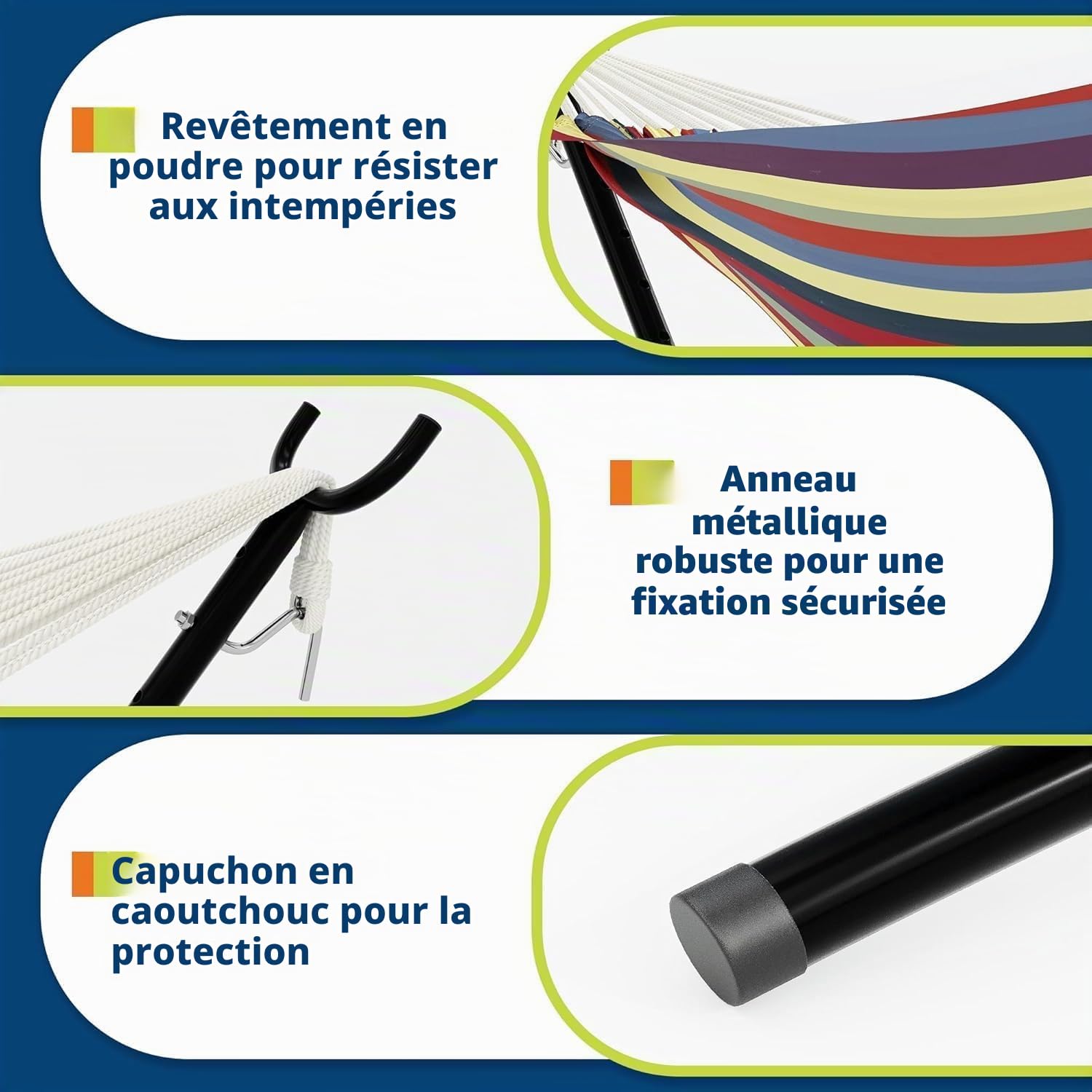 Garvee Hamac Double avec Support en Acier, Sac de Transport Inclus, Jaune