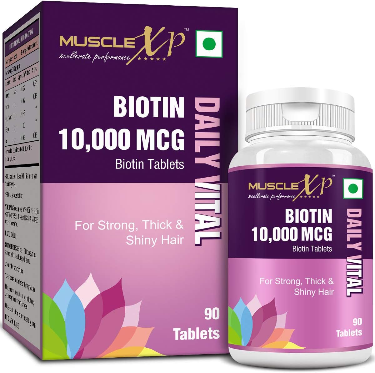 MuscleXP Biotin 10,000 mcg - 90 Tablets - Maximum Strength with No Added Colors