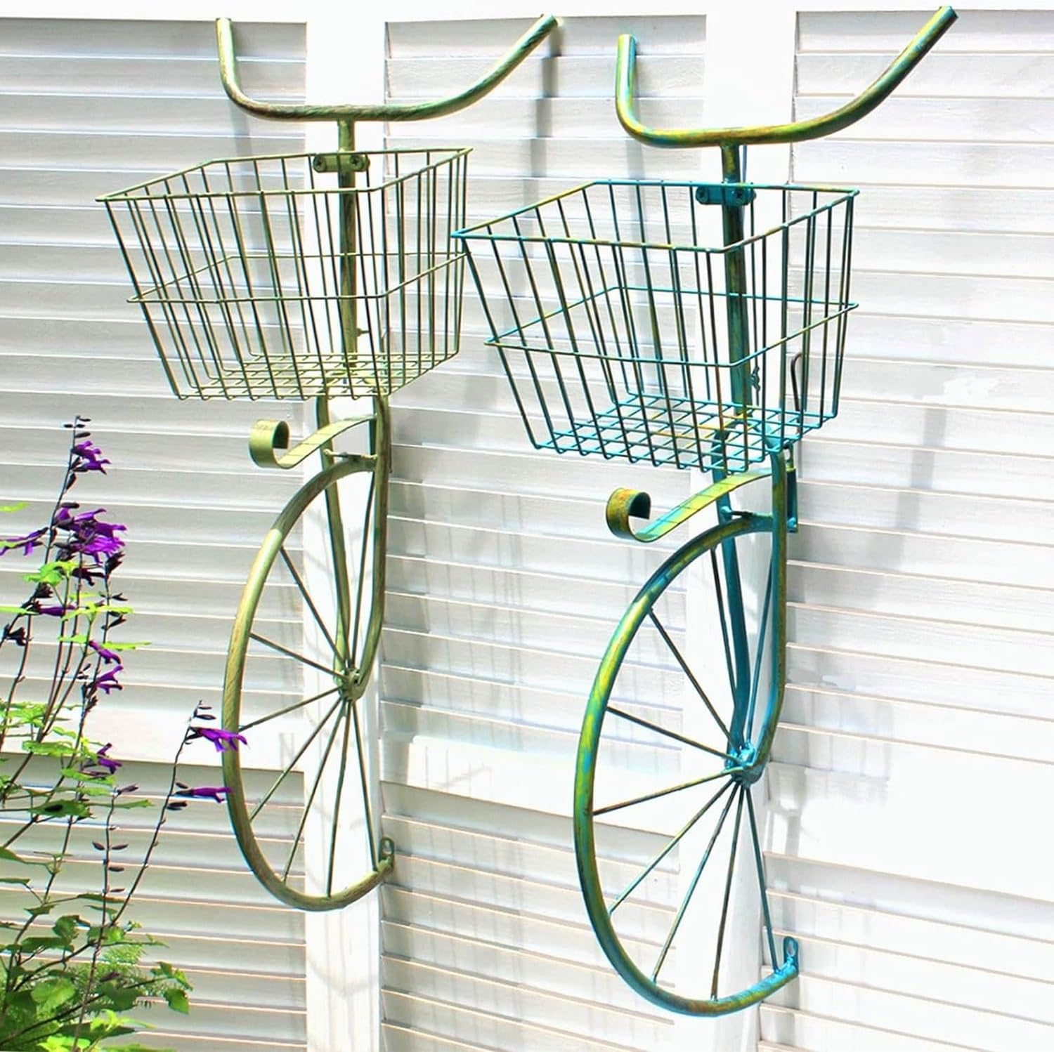 Metal Plant Stands, Heavy Duty Bicycle Flower Pot Stands for Multiple Plant, Anti-Rust Iron Bike Plant Pot Shelf, Home Decoration Racks for Indoor Outdoor(Blue)