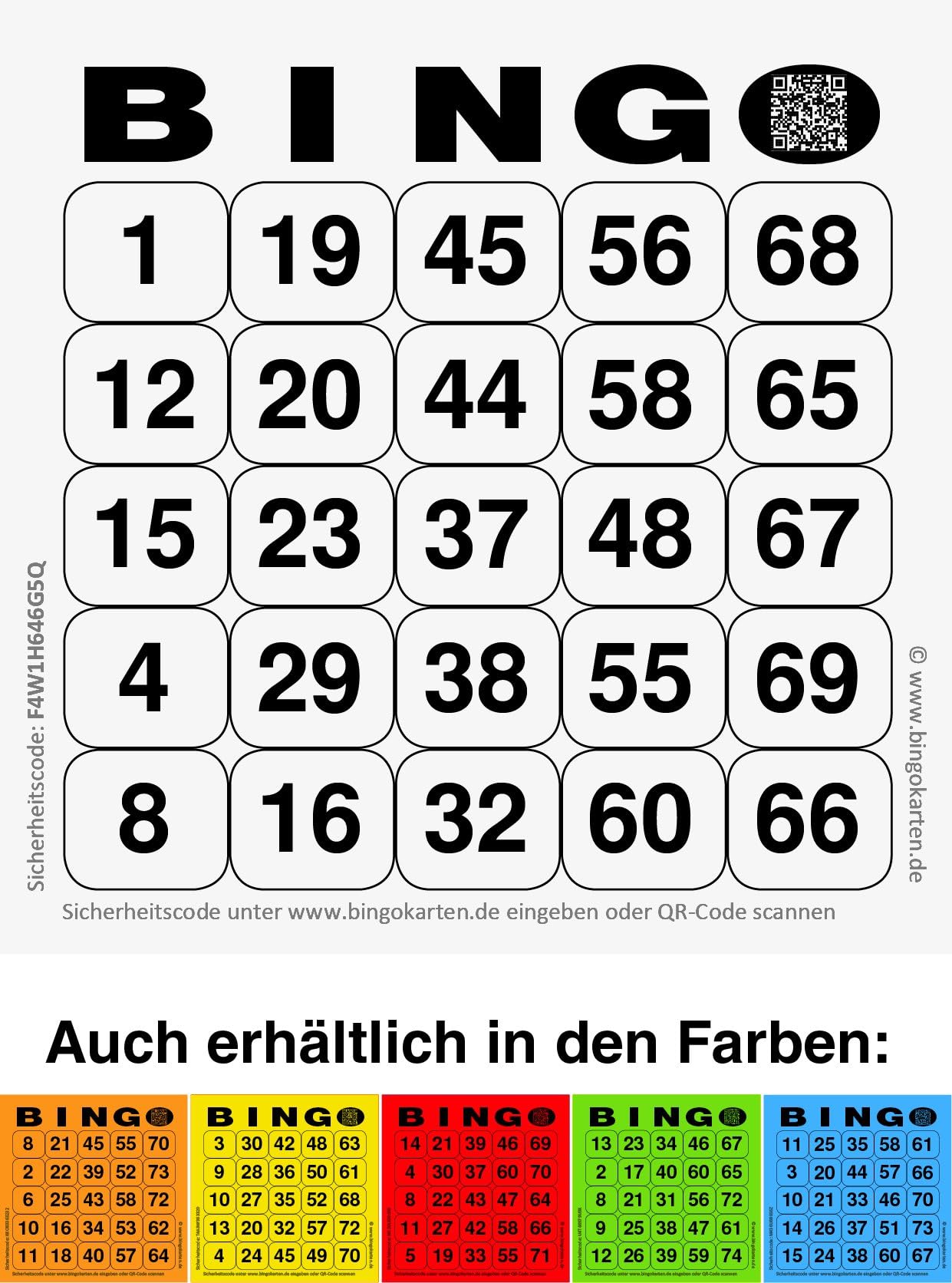 Duże karty bingo z nadrukiem dla seniorów system 25 od 75