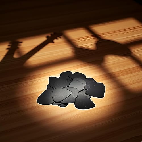 Miniatura 8 de 10 púas de guitarra negras, plectrums de guitarra de celuloide para tu guitarra eléctrica, acústica o bajo de 0.020 in y púas de bajo