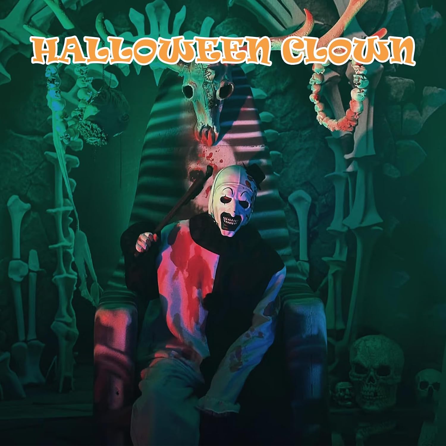 Halloween Clown Costume Black and White Clown Jumpsuit Outfit With Mask Accessories Set