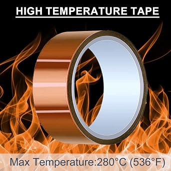 50mm x 28m(90ft) High Temperature Tape High Temp Tape Polyimide Heat Resistant Tape Thermal Tape Kapton Tape for Masking/Solder / 3D Printers/Battery