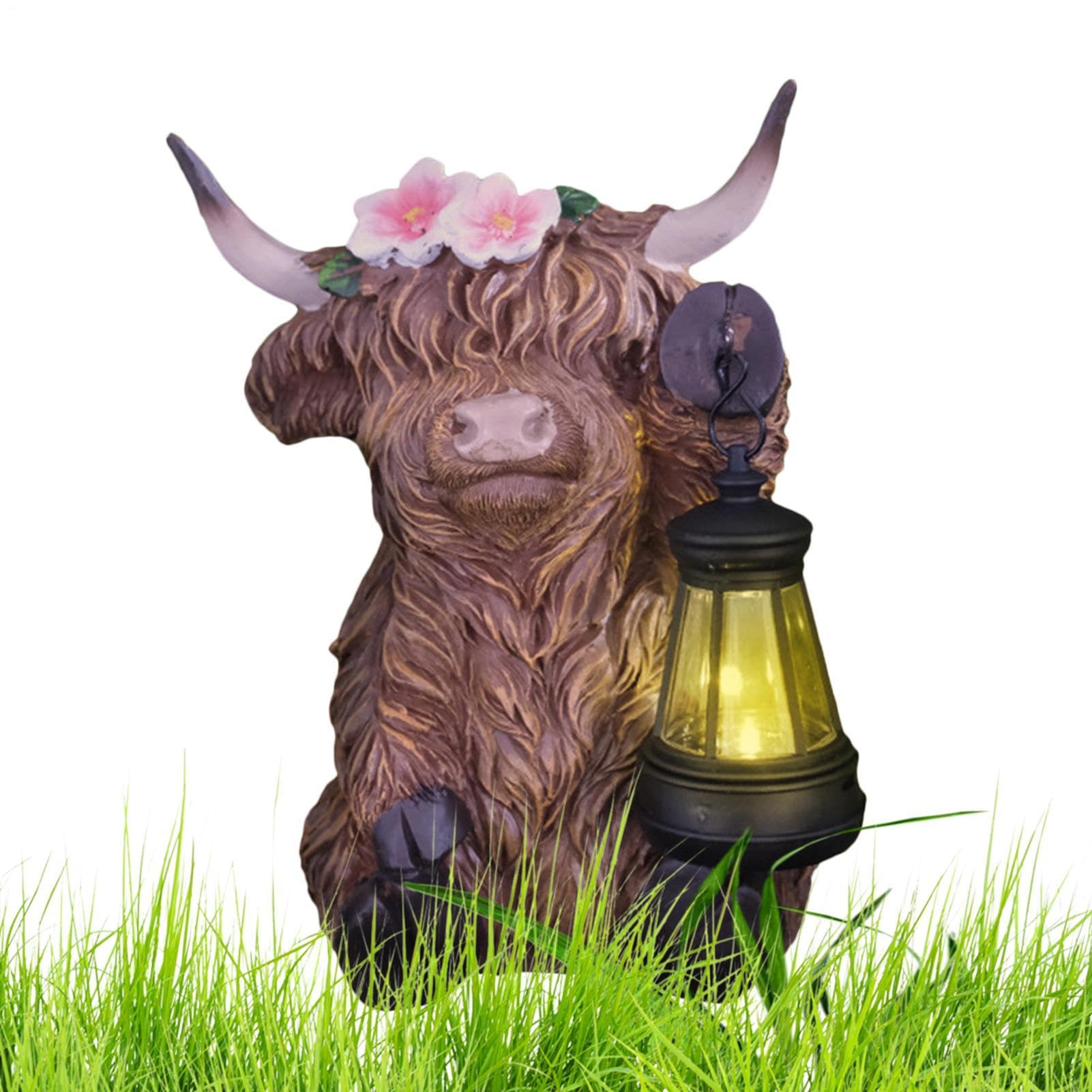 Décorations solaires d'extérieur : la jolie vache en résine à offrir