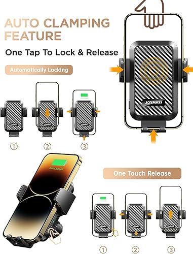 Miniatura 4 de Cargador inalámbrico de coche, soportes de teléfono para tu automóvil, soporte de teléfono de sujeción automática de 15 W, accesorios de automóvil