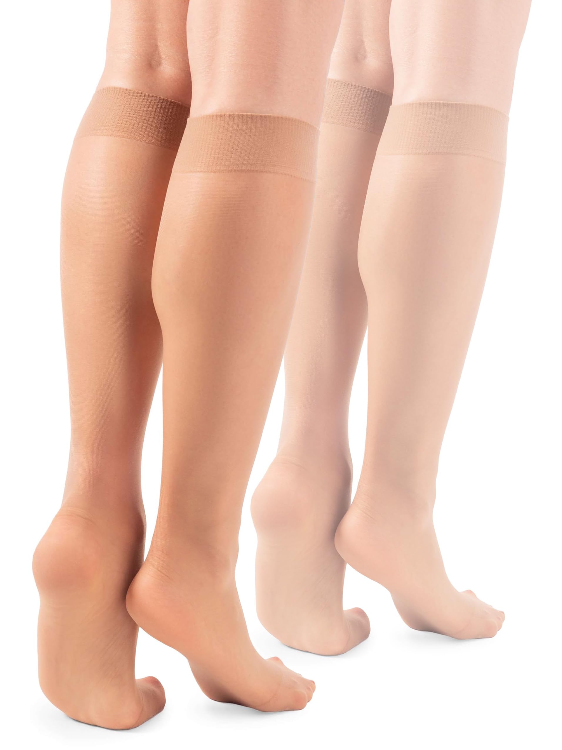 Lores Women's Golde Basic Knee High Socks 15 Den High Pop Matt Semi-Sheer Tights 2 Pairs Natalie,
