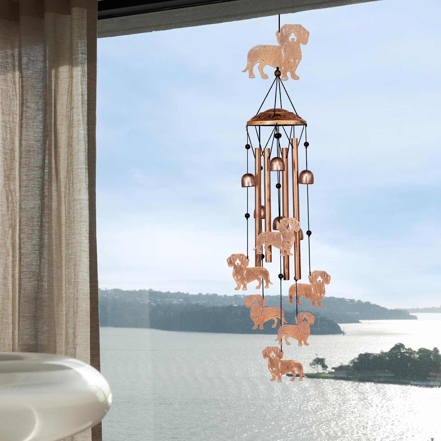 GDNSFIT Dachshund Wind Chimes for Outside, Metal Windchimes Outdoors, Dachshund Gifts for Women/Men, Memorial/Birthday Gifts, Garden Decor for Outside, Patio or Yard, Durable Chimes for Outdoors