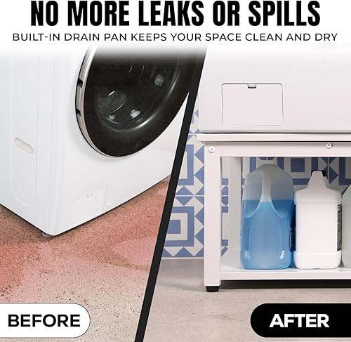 Miniatura 4 de Pedestales para lavadora y secadora  Pedestal universal de lavandería de 24 pulgadas, ergonómico de 16 pulgadas de altura, acero aleado, soporta 800