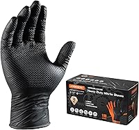 Anboson Heavy Duty 10 Mil Nitrile Gloves Diamond Texture, Latex-Free Powder-Free, Puncture Resistant for Mechanics Industrial Auto Repair - Large 100 Pack