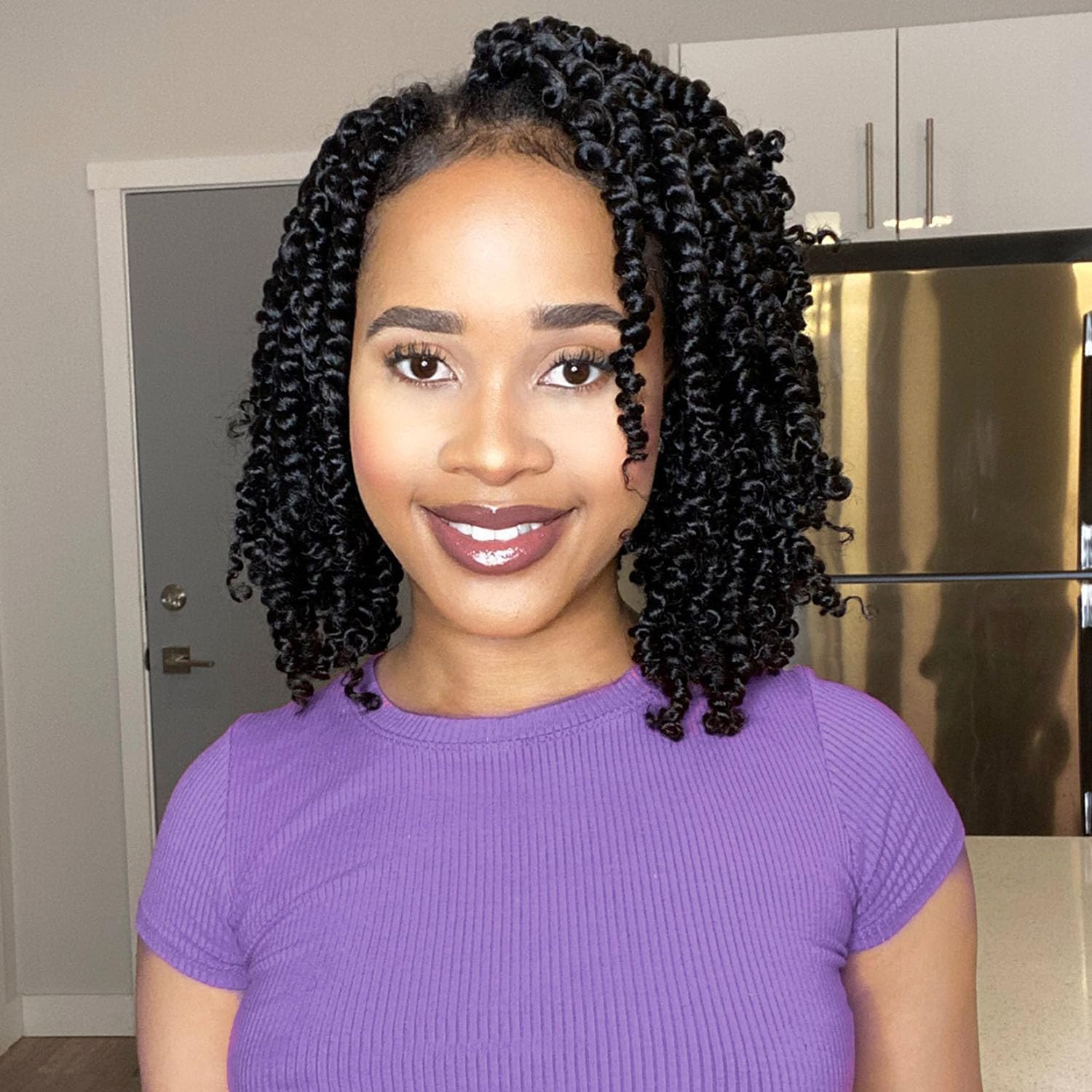 Fulcrum Passion Twist Crochet Hair 8 Inch, 9 Packs Pre Looped Passion Twist Hair, Pre-Twisted Passion Twist Crochet Hair For Black Women (8Inch (Pack