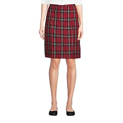 Lands End School Uniform Young Womens Plaid Box Pleat Skirt Top of The Knee