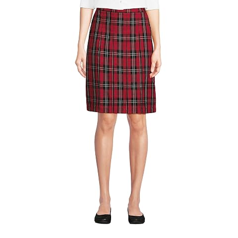 Lands End School Uniform Young Womens Plaid Box Pleat Skirt Top of The Knee