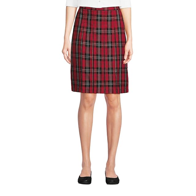 Lands End School Uniform Young Womens Plaid Box Pleat Skirt Top of The Knee