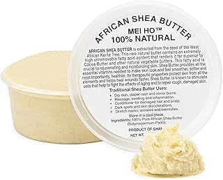 MEI HO Raw Unrefined Organic African Shea Butter Ivory / White Premium Quality Creamy Texture 8 oz. 100 % Natural, Pure Gr...