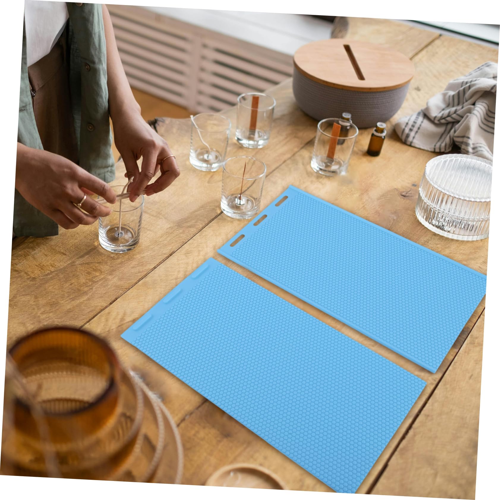 TEHAUX Stampo in Silicone Blu per Fogli di Cera d Api, Multifunzione, Facile da Trasportare, per Apicoltura e Fai da Te