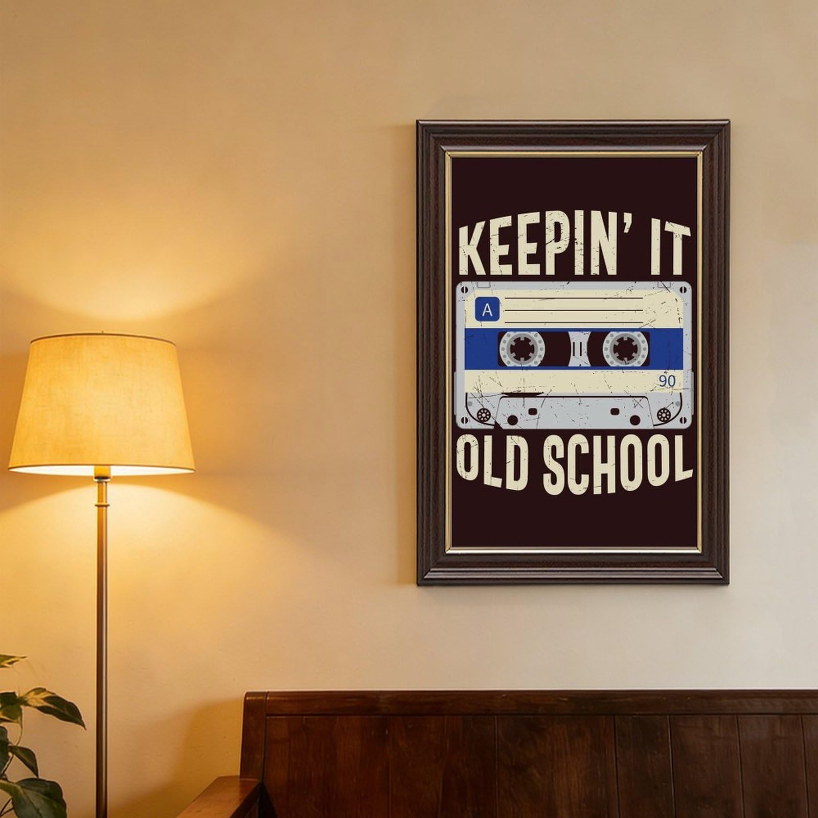 Poster in metallo Old School Hip Hop anni '80, poster su tela, decorazione artistica da parete, dipinti per soggiorno, camera da letto, decorazione Mokume Gane Cornice: 40,6 cm L x 61 cm W