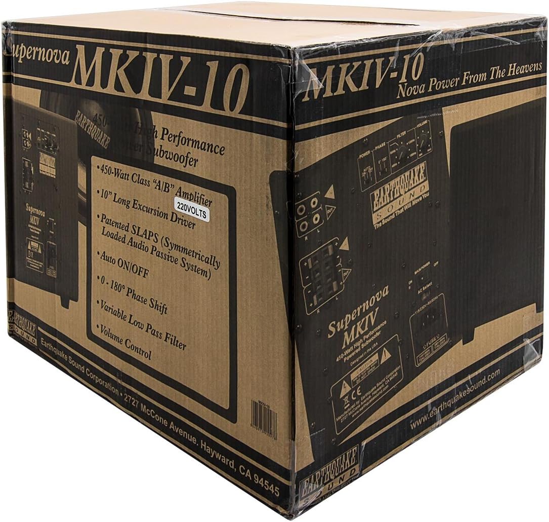 Earthquake Sound Supernova MKIV-10 Powered Subwoofer with SLAPS Technology, Black Ash