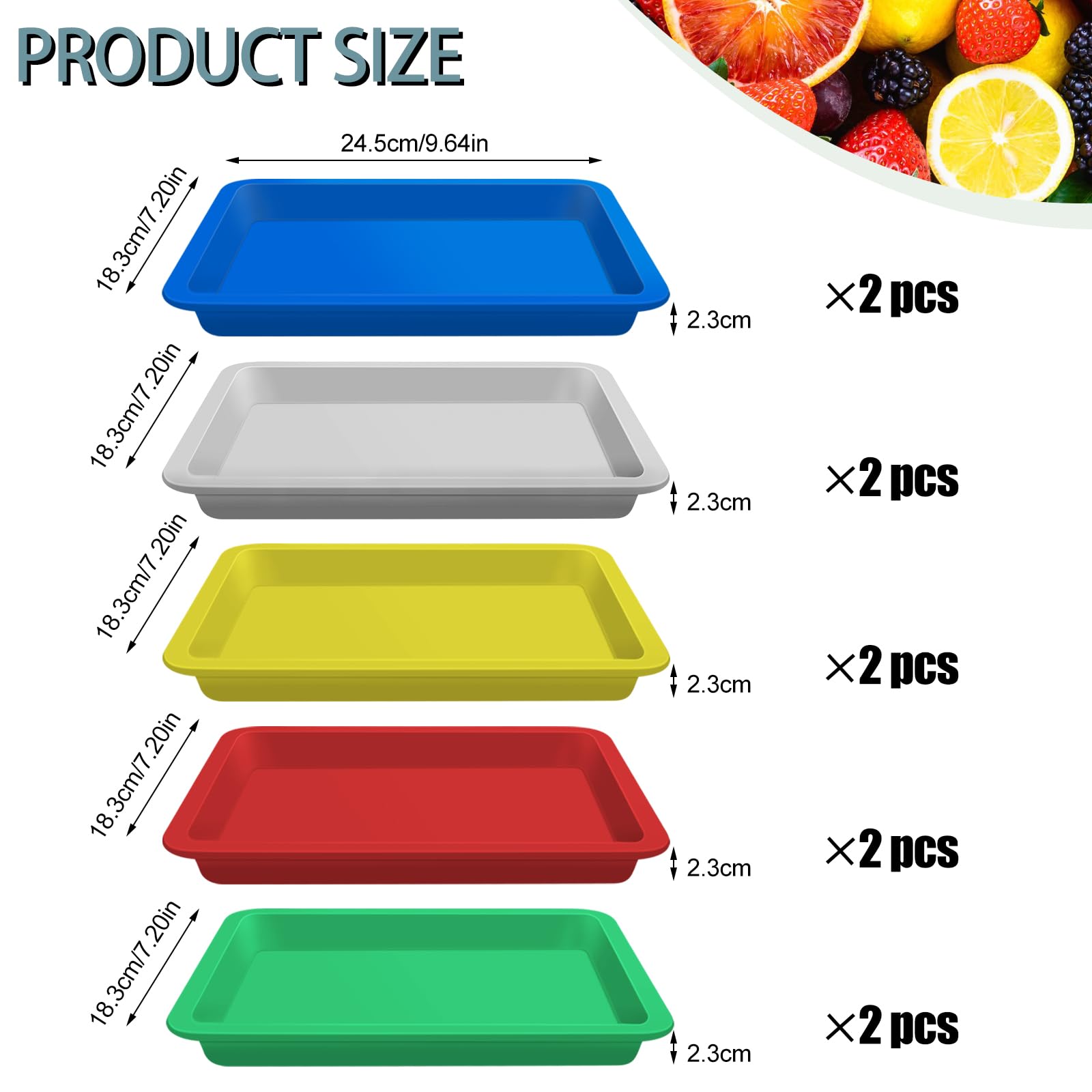 LEXININ Lot De 5 Plateaux Rectangulaires En Plastique Pour