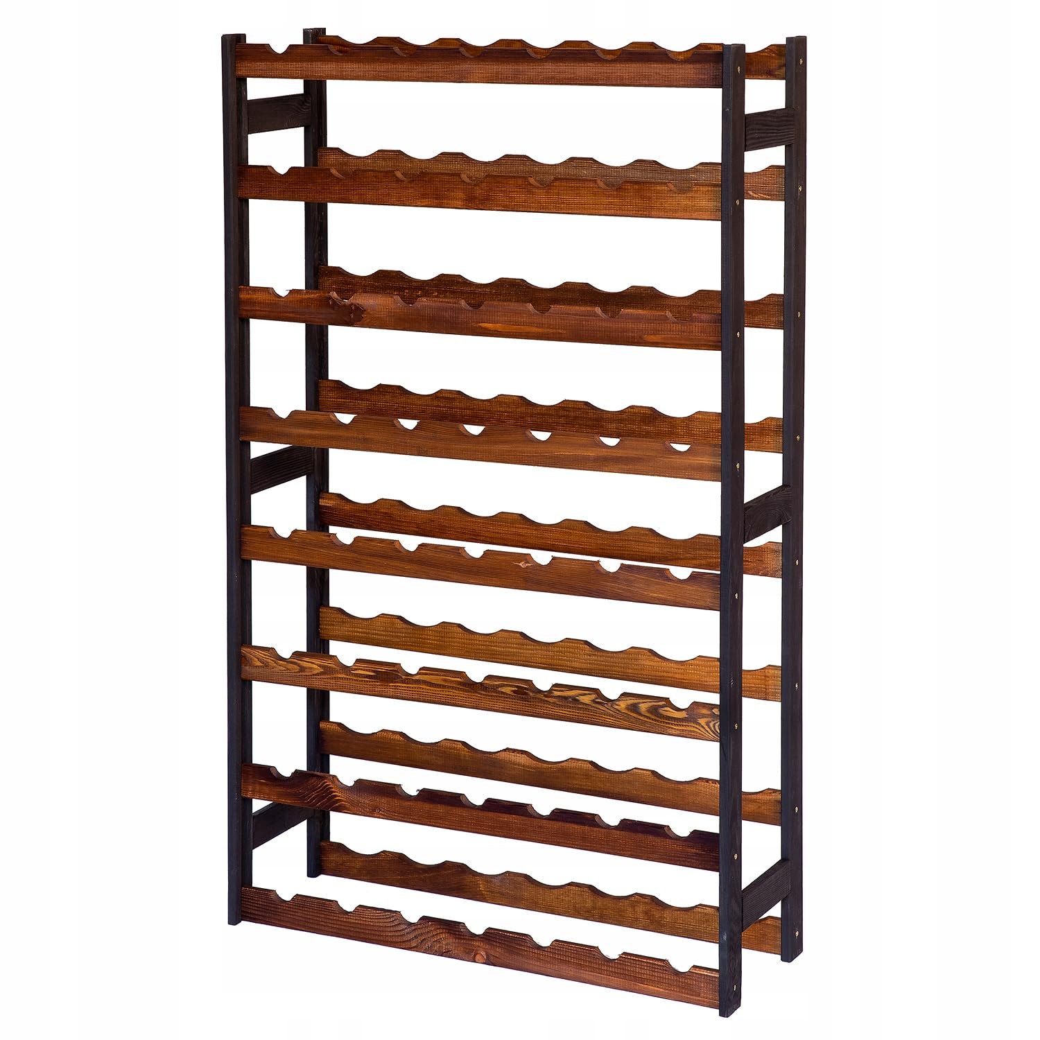 Portabottiglie in Legno per 56 Bottiglie 72,2x118x25 cm Nero/Marrone Naturale Caffale Vino Cantinetta Porta Bottiglie da Terra
