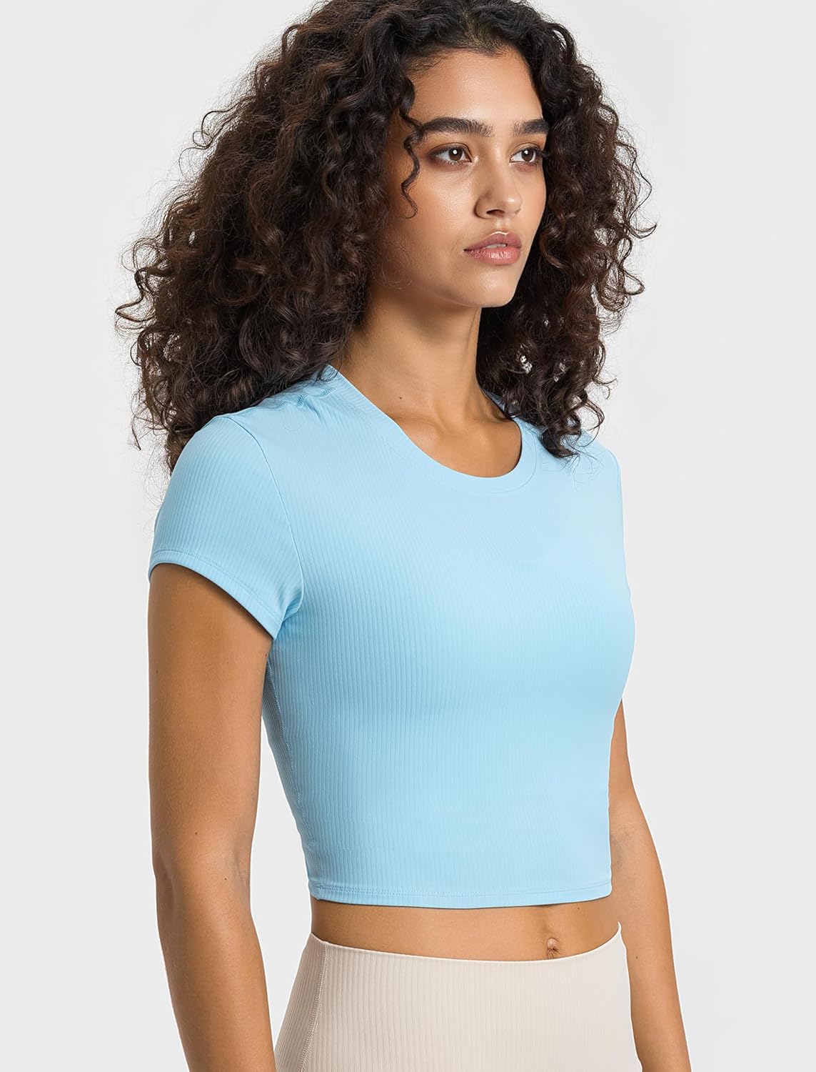 Yvette Women's Athletic T-Shirts Workout Crop Top Short Sleeve Running Basic Tee Gym Casual Cropped Shirts - Image 3