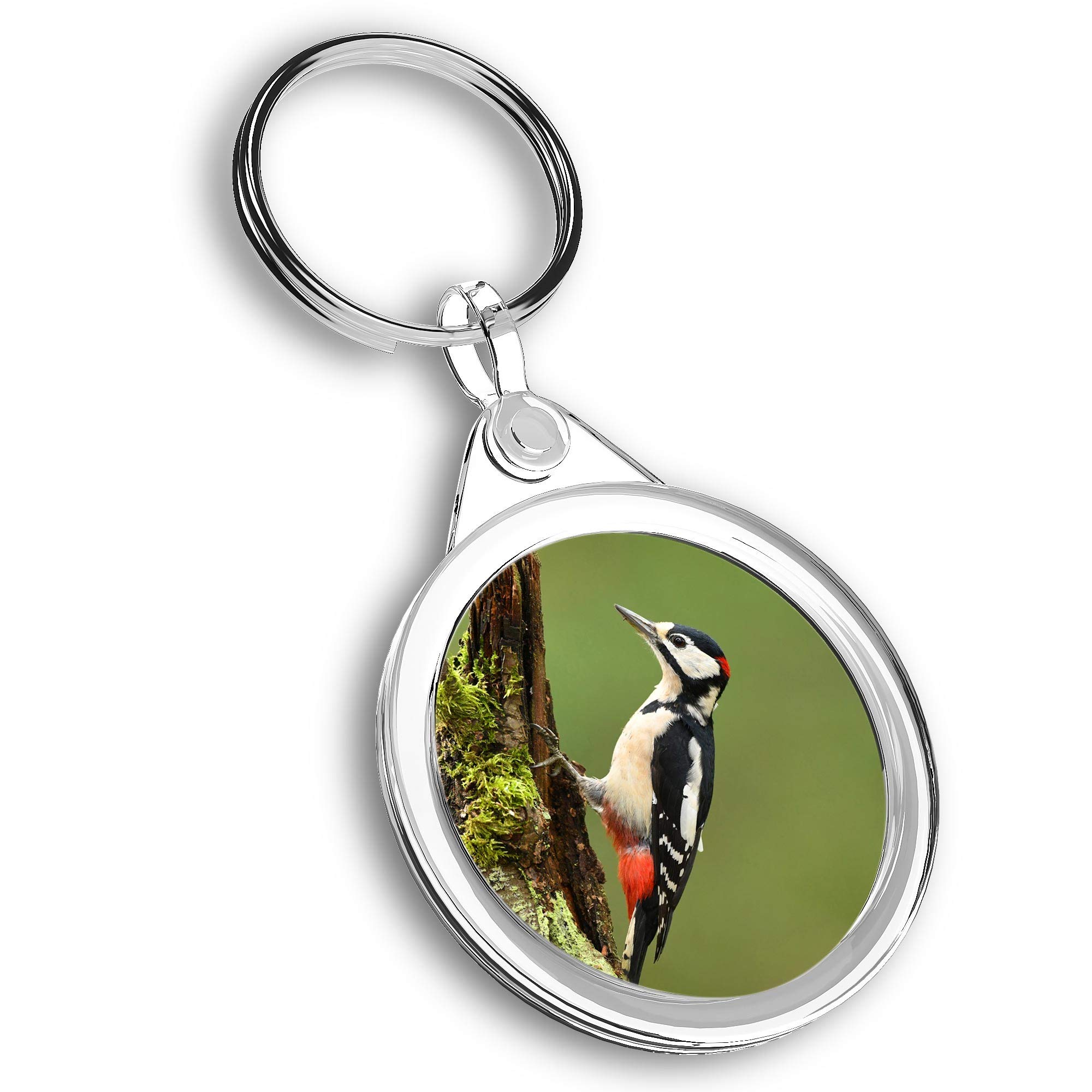 Destination Vinyl ltd 1 x Photo Keyring - Great Spotted Woodpecker Bird |Keychain|Keyring|Charm| #45206