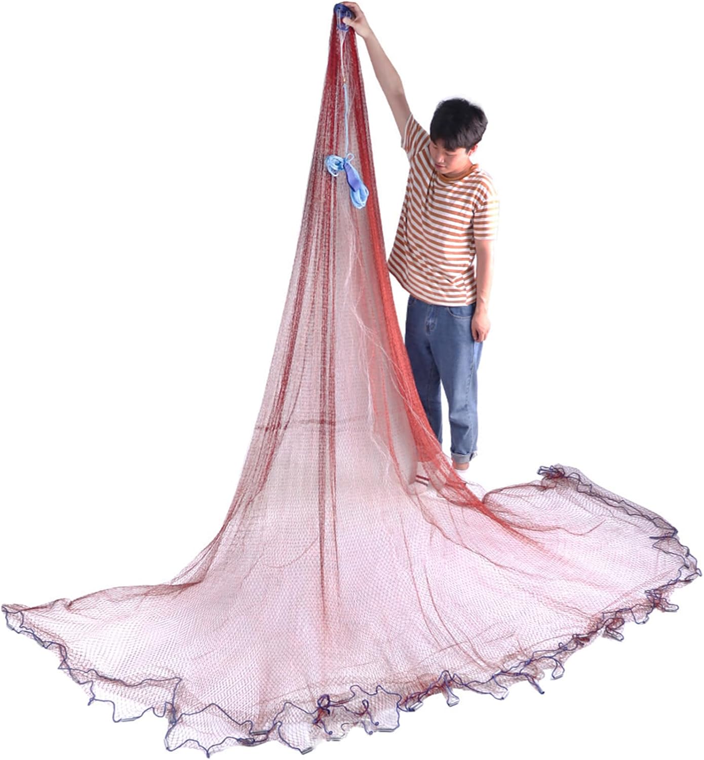 Fishing Nets Tire Lines Handmade Throw Net Saltwater Ideal Fishing Choice 4FT to 12FT(Radius) Casting Net 1/2 Inch(Mesh) (12FT/3.6m Radius)