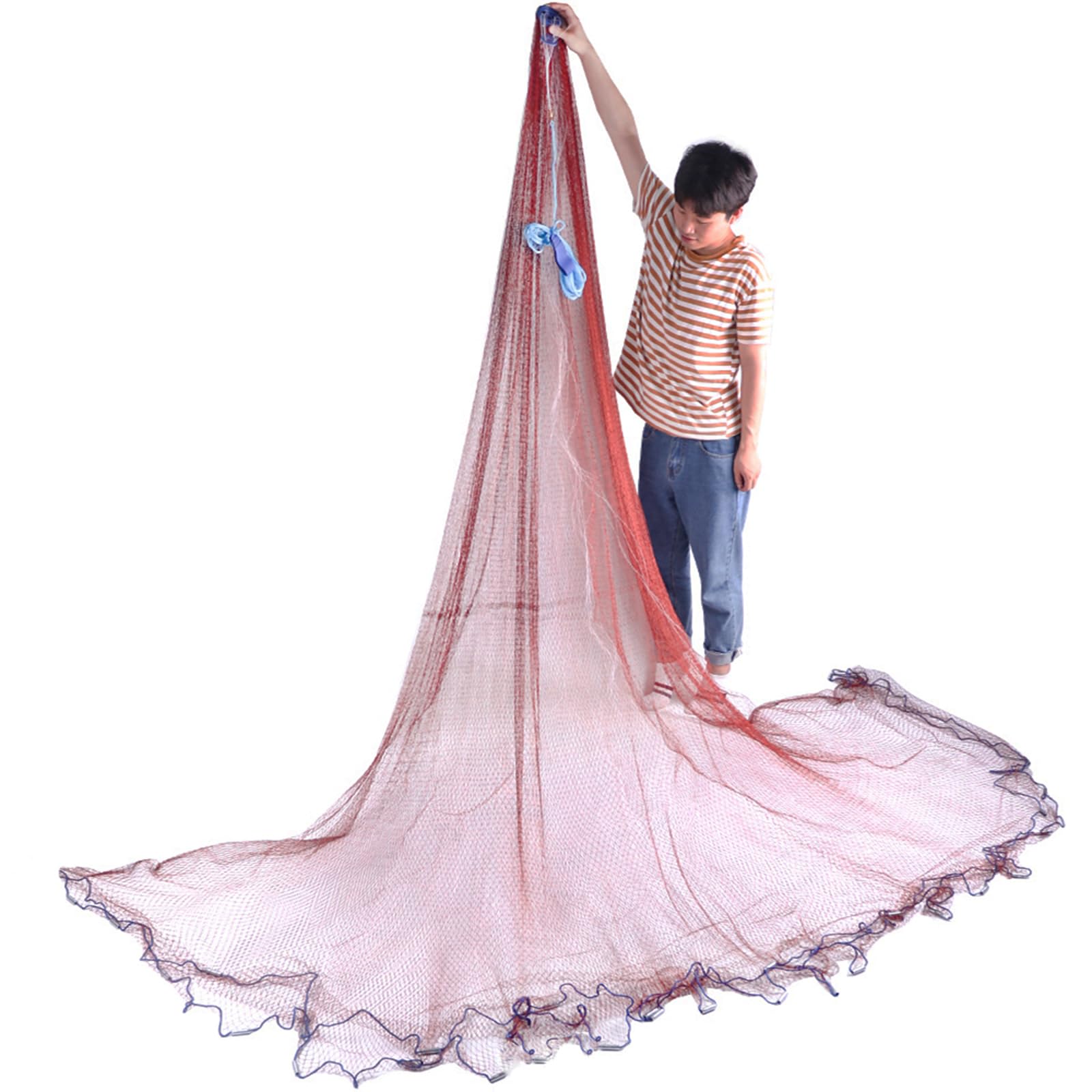 Fishing Nets Tire Lines Handmade Throw Net Saltwater Ideal Fishing Choice 4FT to 12FT(Radius) Casting Net 1/2 Inch(Mesh)